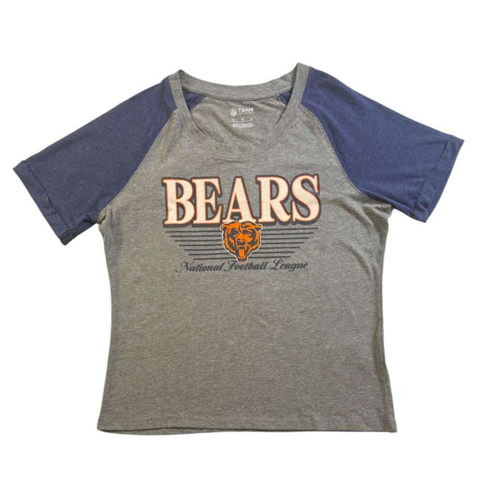 NFL Chicago Bears Women's Raglan Short Sleeve Scoop Neck T-Shirt in Grey, L